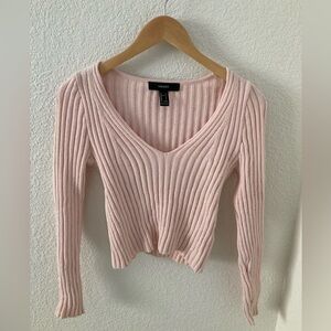 Light Pink Crop Top Long-Sleeve Sweater